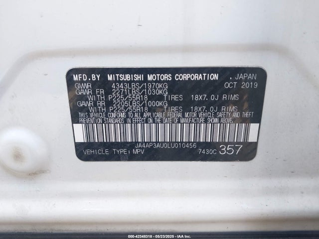 2020 MITSUBISHI OUTLANDER SPORT JA4AP3AU0LU010456 Photo 8