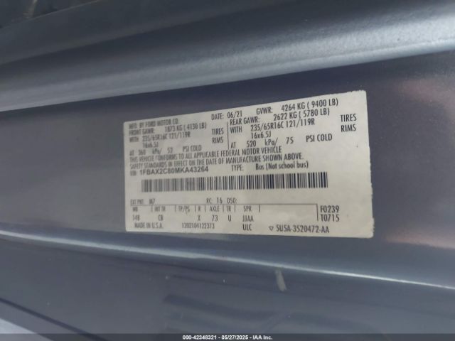 1FBAX2C80MKA43264 Ford Transit-350 Passenger Van Xlt