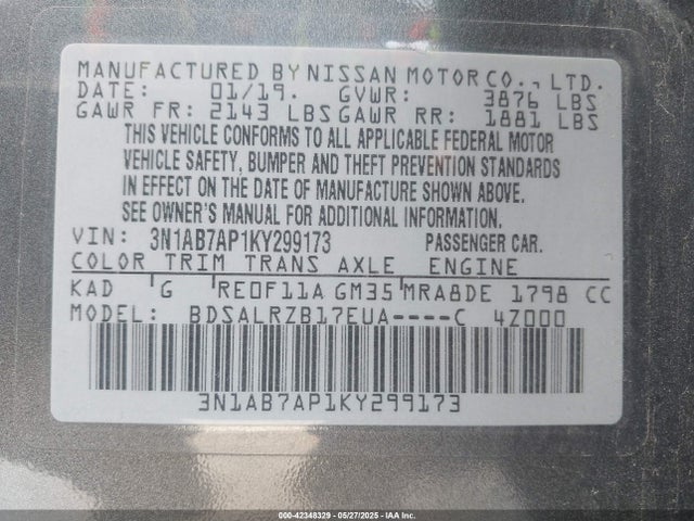 Nissan 2019 2019 3N1AB7AP1KY299173 Image 9