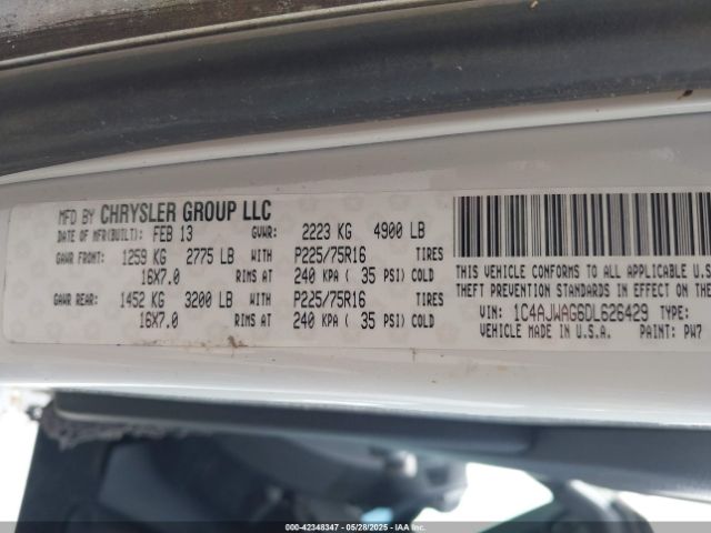2013 JEEP WRANGLER 1C4AJWAG6DL626429 Photo 8