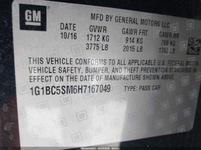 1G1BC5SM6H7167049 Chevrolet Cruze Ls Auto