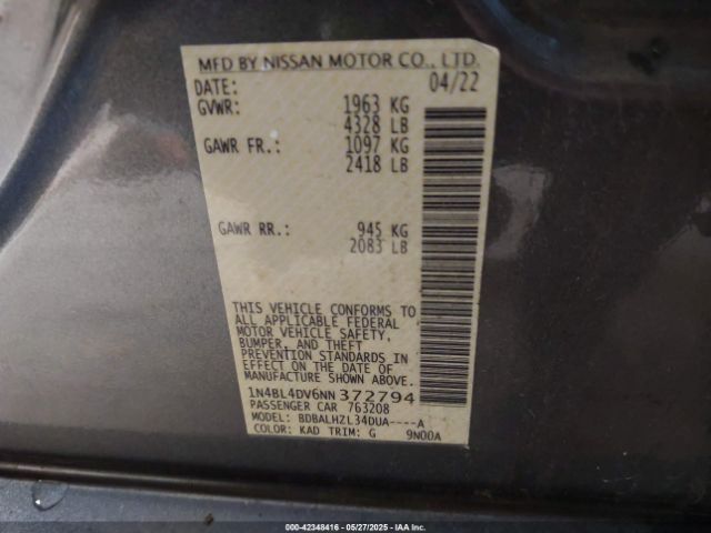 2022 NISSAN ALTIMA 1N4BL4DV6NN372794 Photo 8