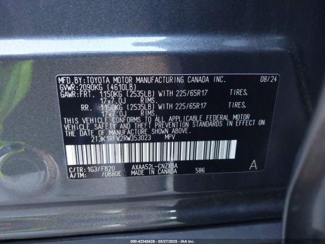 2T3K1RFV2RW353023 Toyota a25a-fks