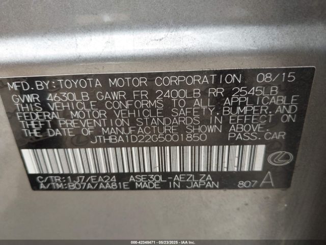 JTHBA1D22G5001850 Lexus IS 200T