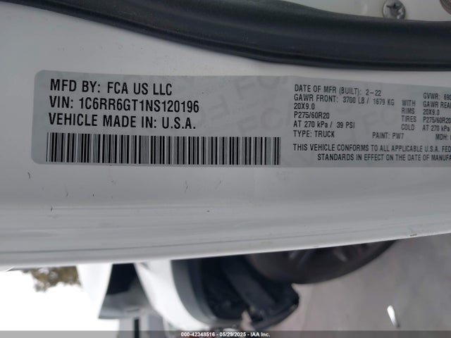 1C6RR6GT1NS120196 RAM 2022