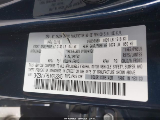 3MZBN1K76JM212245 Mazda Mazda3 Sport