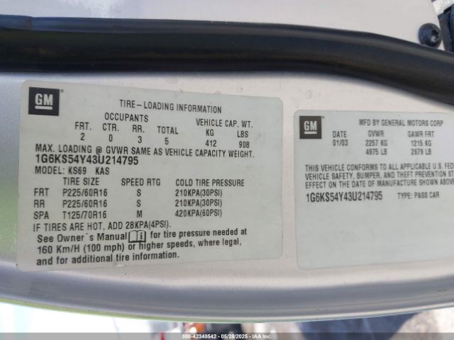 2003 CADILLAC SEVILLE 1G6KS54Y43U214795 Photo 8