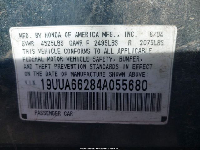 2004 ACURA TL 19UUA66284A055680 Photo 8