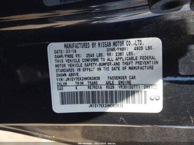 JN1EV7EK2HM360839 Infiniti Q60 3.0t Premium