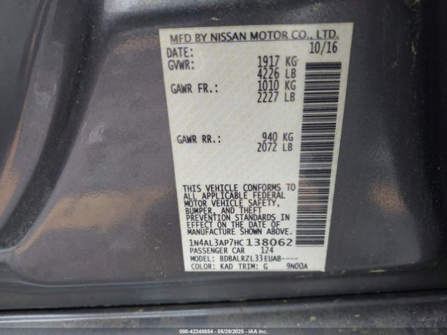 2017 NISSAN ALTIMA 1N4AL3AP7HC138062 Photo 8