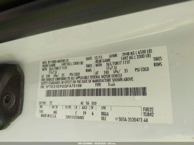 1FTEX1EP2GFA75156 Ford F-150 Xlt