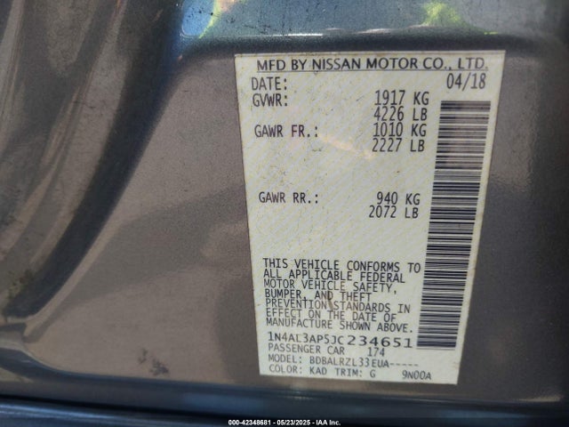1N4AL3AP5JC234651 Nissan Altima 2.5 Sl