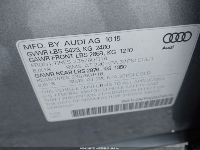 2016 AUDI Q5 WA1L2AFP0GA074910 Photo 8