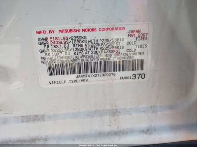 2007 MITSUBISHI OUTLANDER JA4MT41X27Z020276 Photo 8