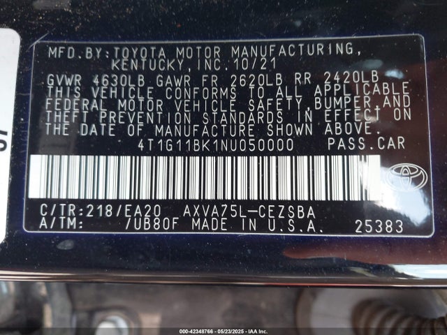 4T1G11BK1NU050000 Toyota a25a-fks