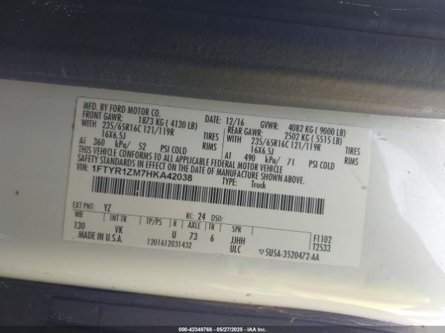 1FTYR1ZM7HKA42038 Ford Transit-250