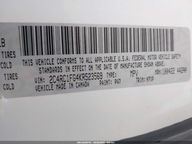 2019 CHRYSLER PACIFICA 2C4RC1FG4KR523569 Photo 8