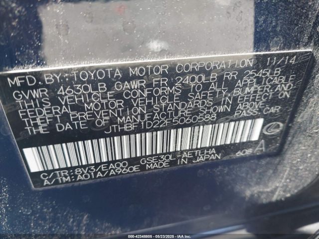 2015 LEXUS IS 250 JTHBF1D22F5060588 Photo 8