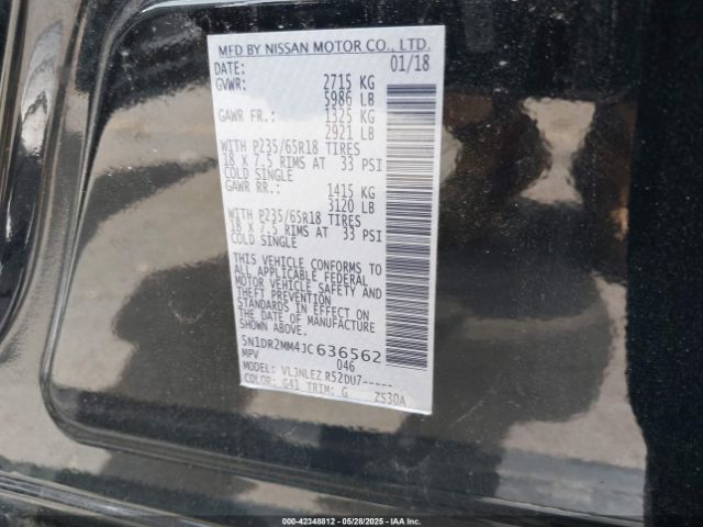 5N1DR2MM4JC636562 Nissan Pathfinder