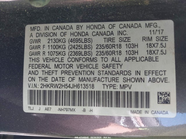2HKRW2H54JH613518 Honda l15be