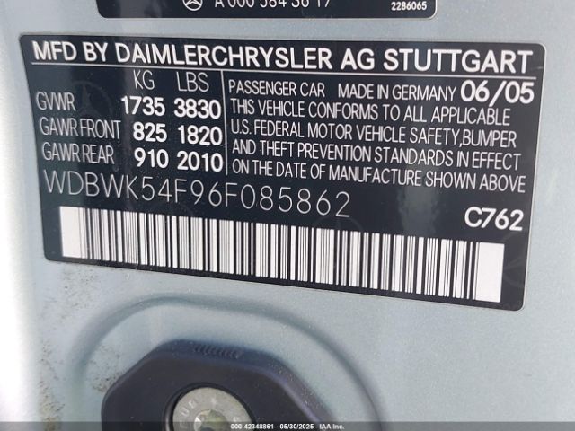 2006 MERCEDES-BENZ SLK 280 WDBWK54F96F085862 Photo 8
