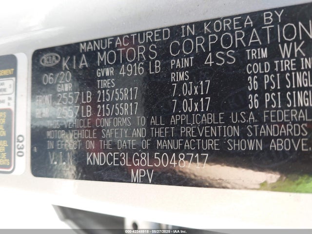 KNDCE3LG8L5048717 KIA Niro Ev Ex Premium