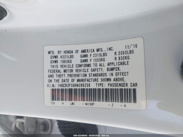 1HGCR2F56HA096256 Honda Accord Sport