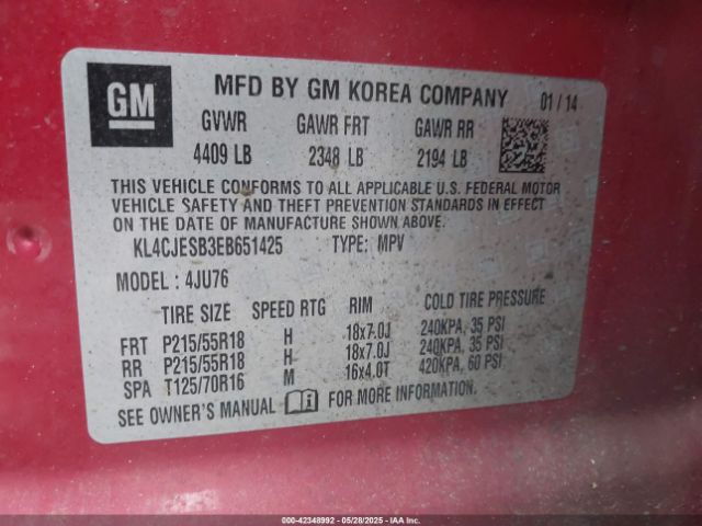 KL4CJESB3EB651425 Buick Encore