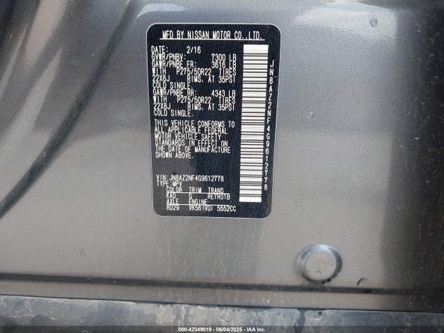 Infiniti QX80 2016 JN8AZ2NF4G9612778 Image 9