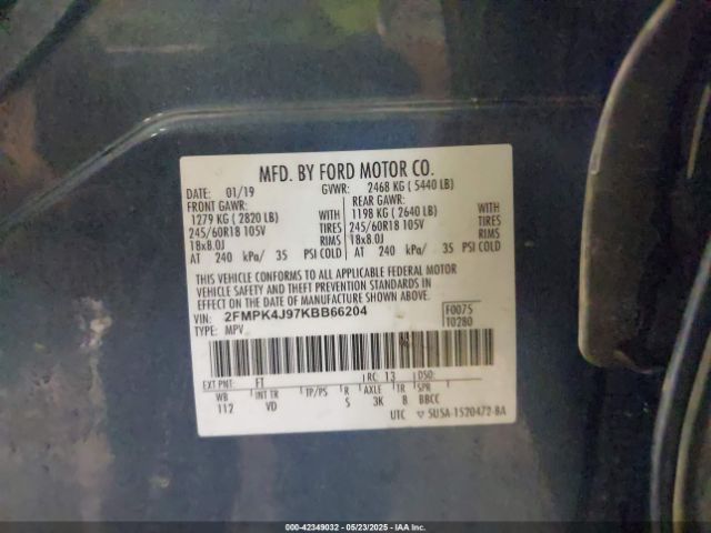 2019 FORD EDGE 2FMPK4J97KBB66204 Photo 8