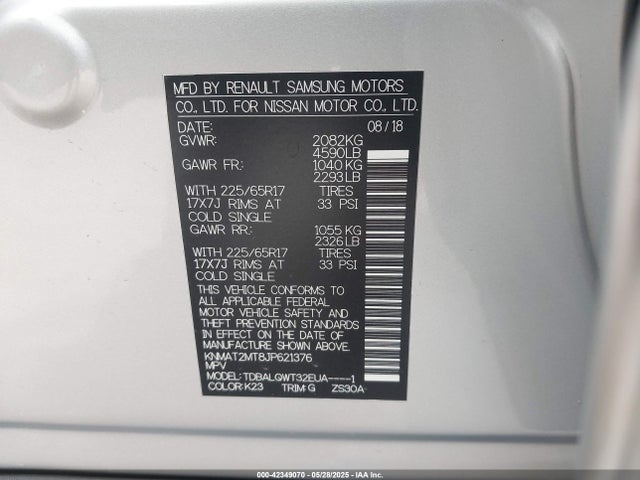 KNMAT2MT8JP621376 Nissan 2018