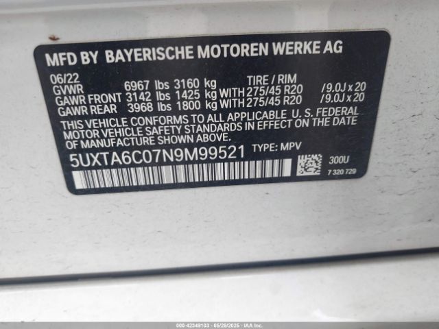 5UXTA6C07N9M99521 BMW X5