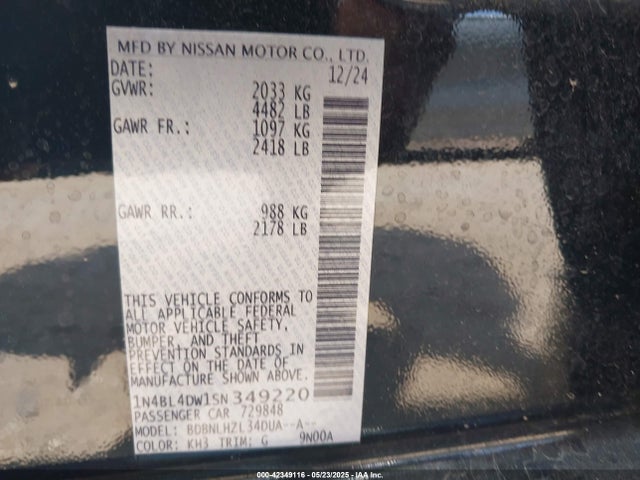 Nissan Altima Sv Awd 2025 1N4BL4DW1SN349220 Image 9