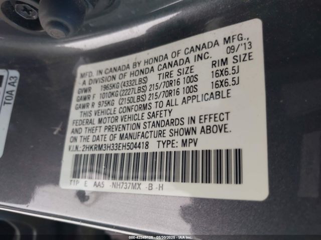 2HKRM3H33EH504418 Honda k24z7