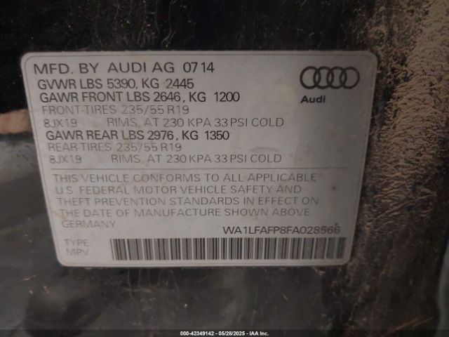 WA1LFAFP8FA028566 Audi Q5 2.0t Premium