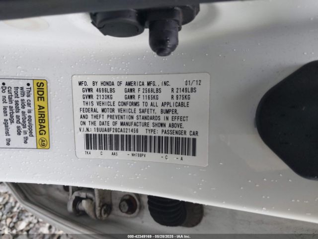 2012 ACURA TL 19UUA8F26CA021456 Photo 8