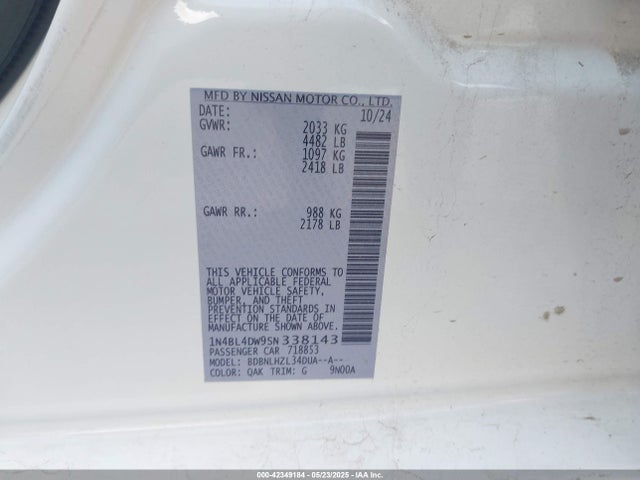 Nissan Altima Sv Awd 2025 1N4BL4DW9SN338143 Image 9