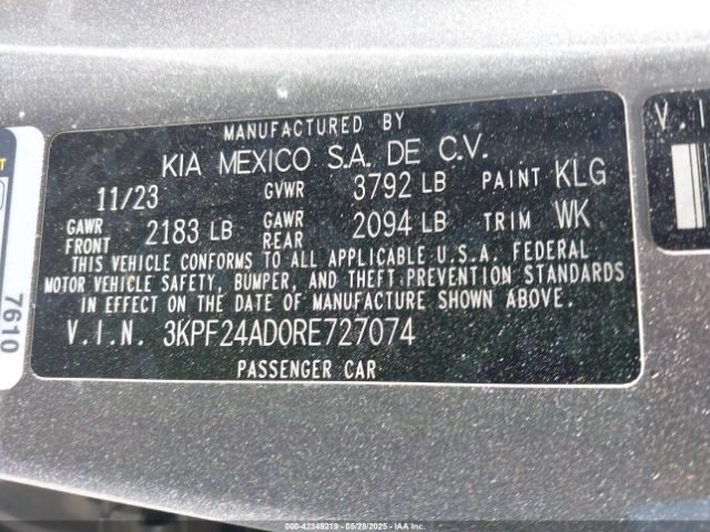 3KPF24AD0RE727074 KIA mpi nu