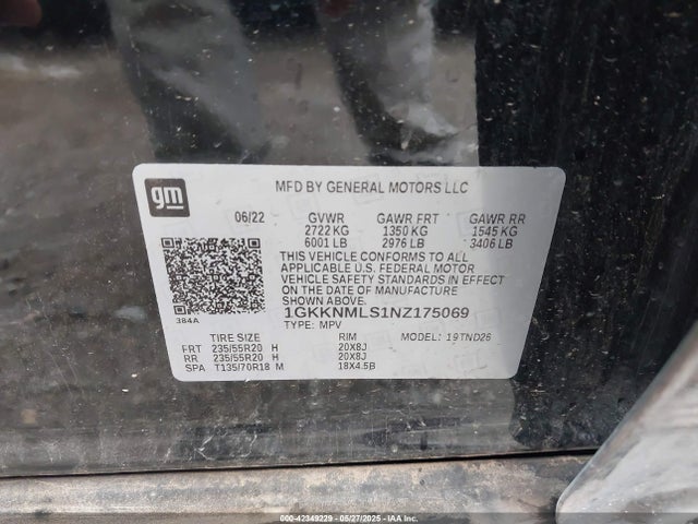 1GKKNMLS1NZ175069 GMC lgx