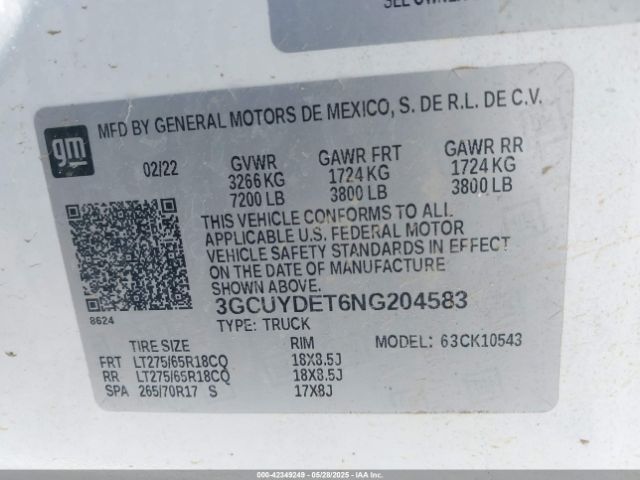 3GCUYDET6NG204583 Chevrolet lm2