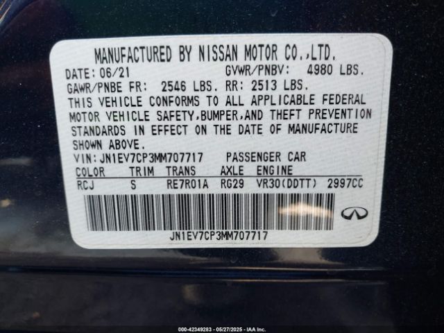 JN1EV7CP3MM707717 Infiniti Q50 Signature Edition