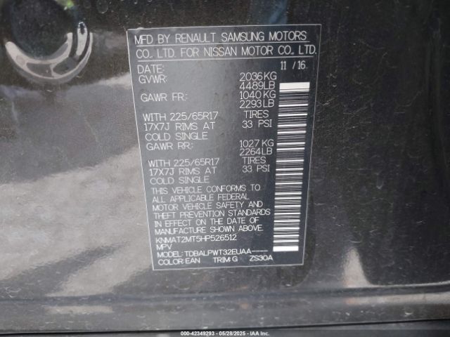KNMAT2MT5HP526512 Nissan ROGUE S