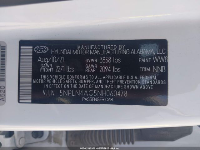 2022 HYUNDAI ELANTRA 5NPLN4AG5NH060478 Photo 8