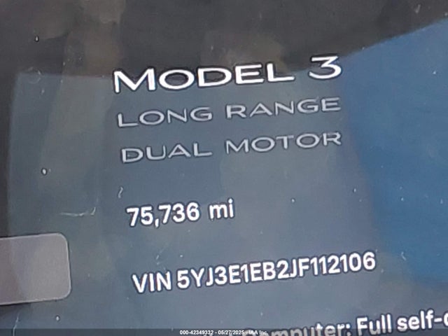 5YJ3E1EB2JF112106 Tesla 2018