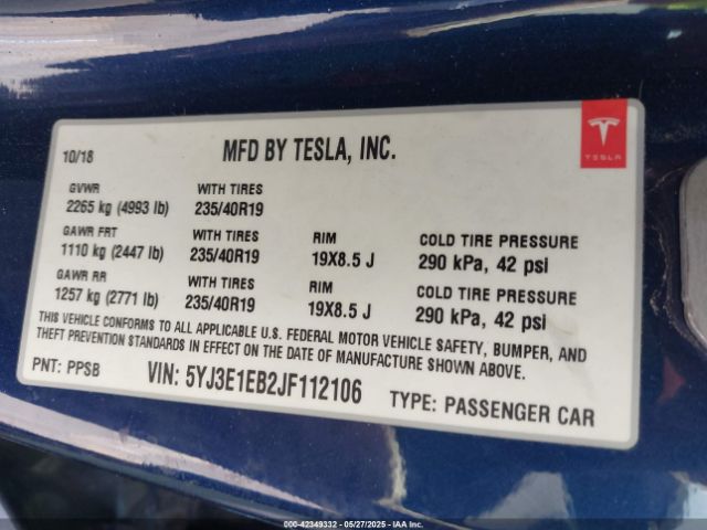 2018 TESLA MODEL 3 5YJ3E1EB2JF112106 Photo 8