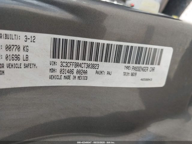 2012 FIAT 500 3C3CFFBR4CT303823 Photo 8