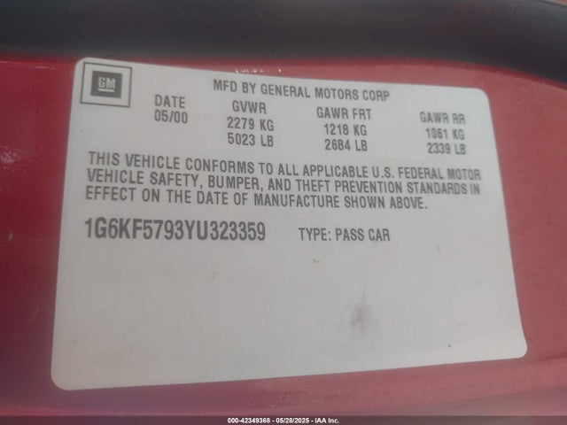 2000 CADILLAC DEVILLE 1G6KF5793YU323359 Photo 8