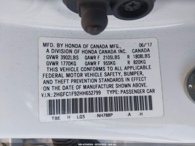 2HGFC1F92HH652799 Honda Civic Touring