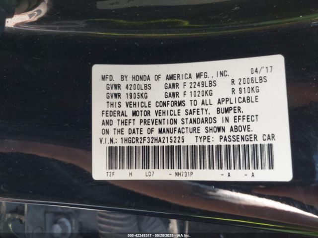 1HGCR2F32HA215225 Honda ACCORD LX