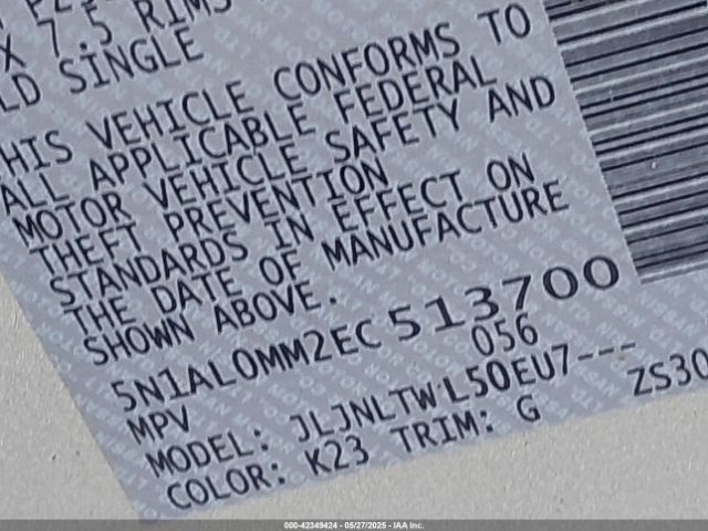5N1AL0MM2EC513700 Infiniti QX60